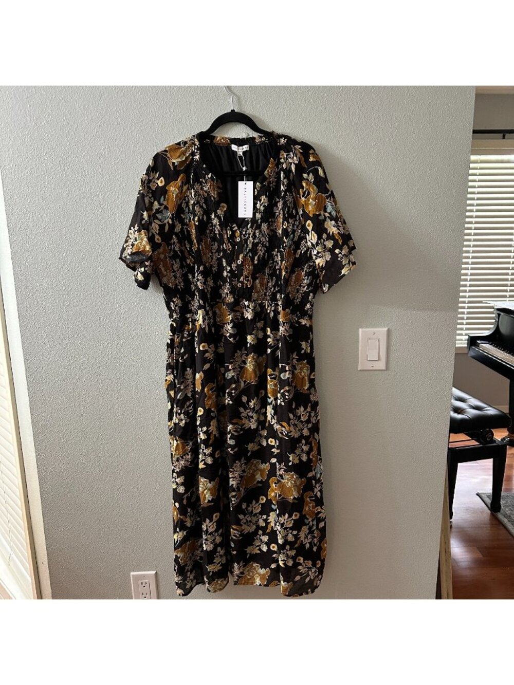 NWT Baltic Born Hathaway Black Floral Midi Dress Women's size 3X 3XL - Picture 1 of 8